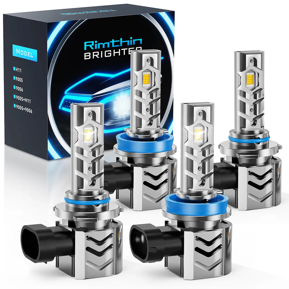 Rimthin GT2 9005/HB3 H11/H9/H8 LED Headlight Bulbs 6000K Cool White Pack of 4