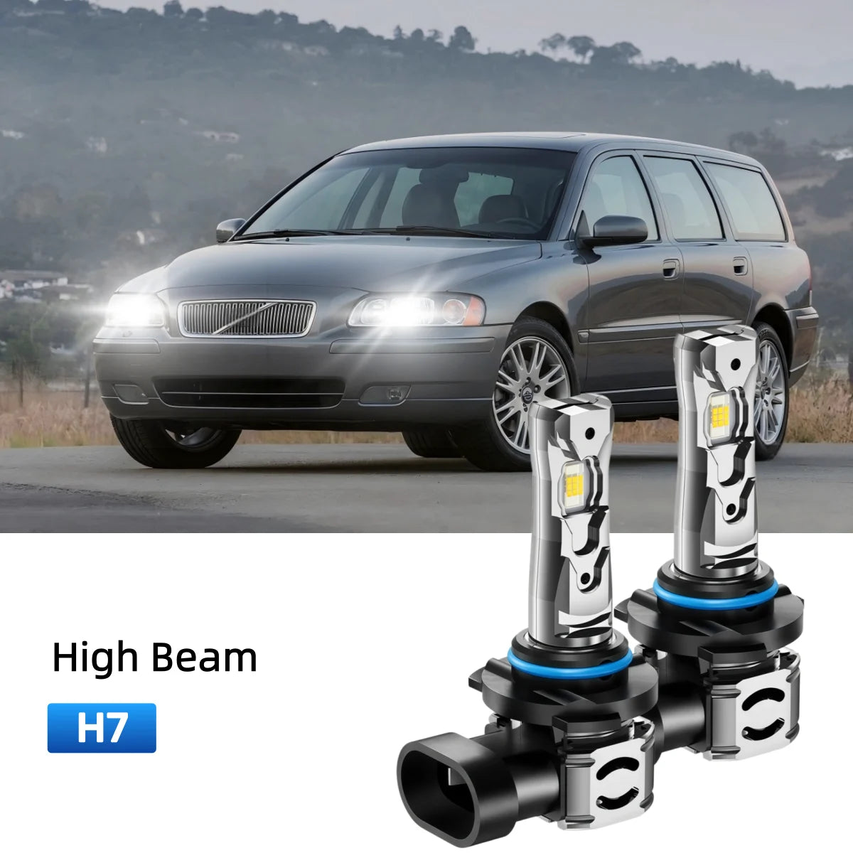 Best H7 LED high beam bulbs replacement for 2002-2003 Volvo V70