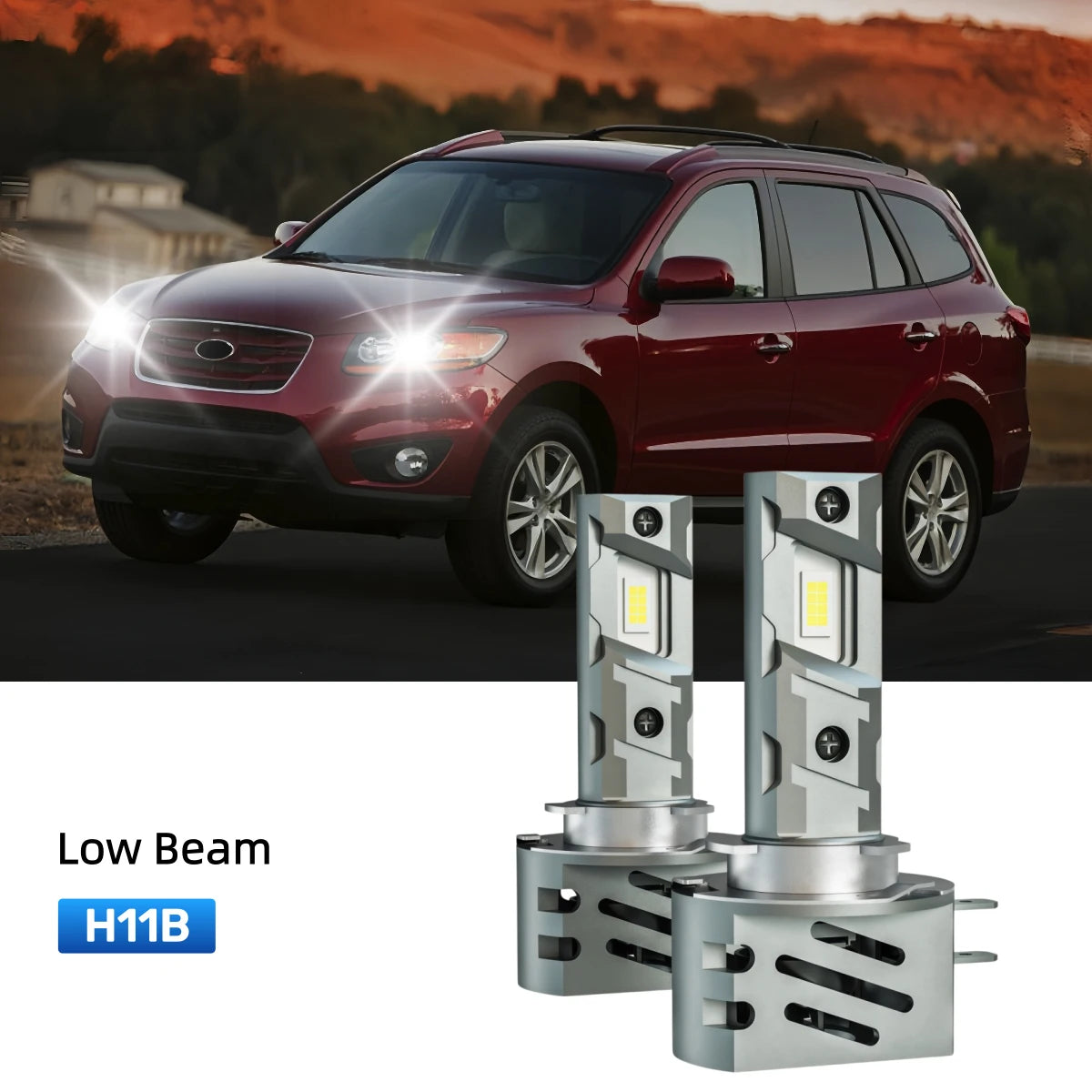 Best H11B LED low beam bulbs replacement for 2010-2012 Hyundai Santa Fe