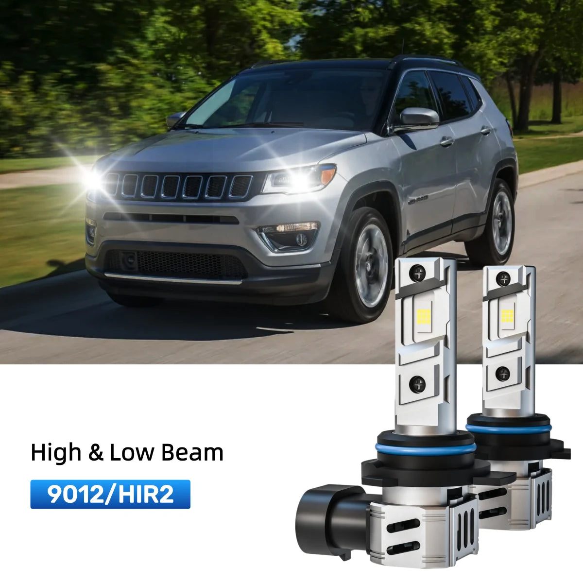 Best 9012 LED headlight bulbs replacement for 2016 Jeep Compass Limited