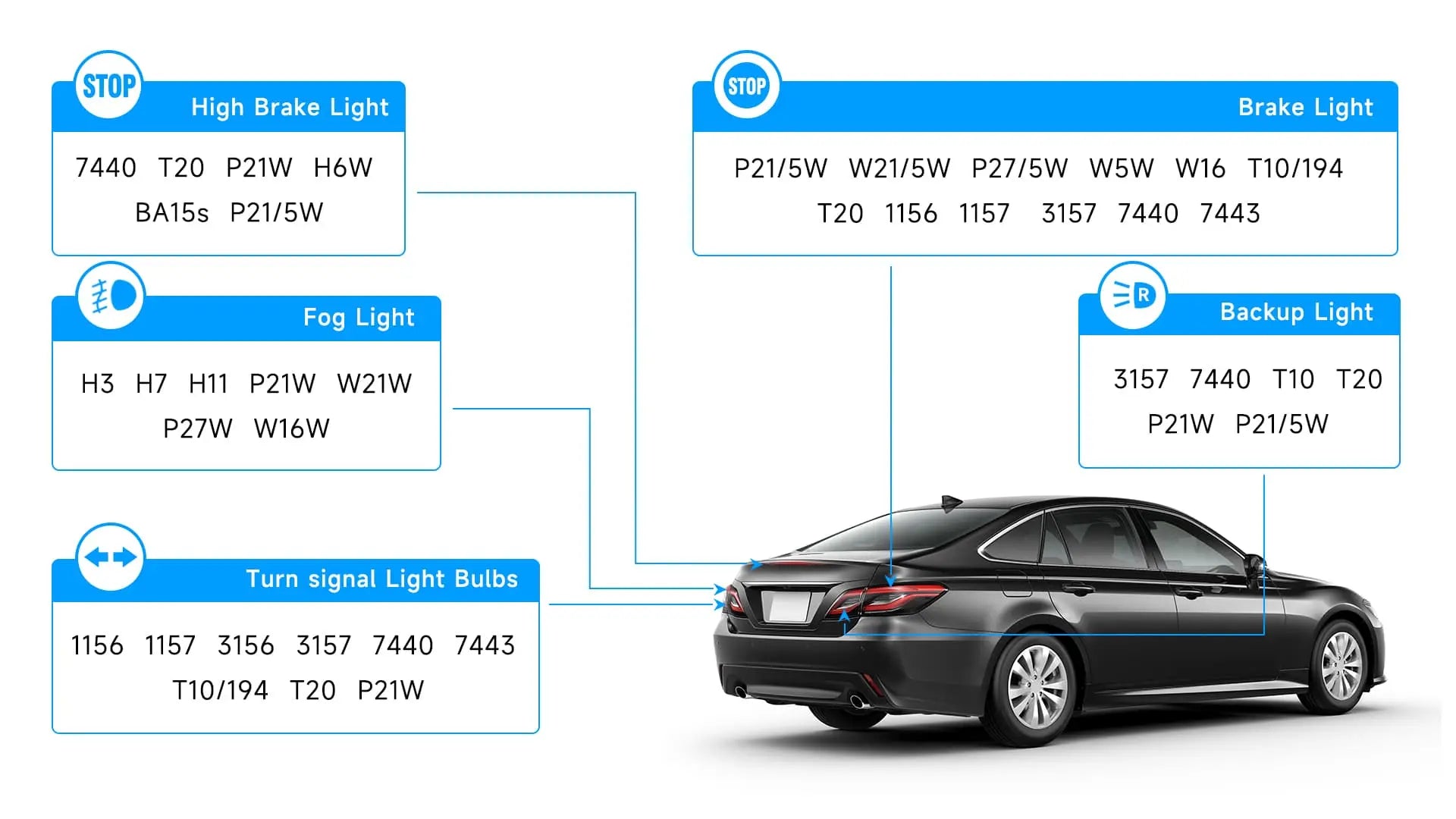Car brake and backup light bulb guide