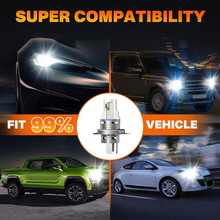 RCJ H4 LED Headlight Bulbs Super Compatibility with 99% of Vehicles