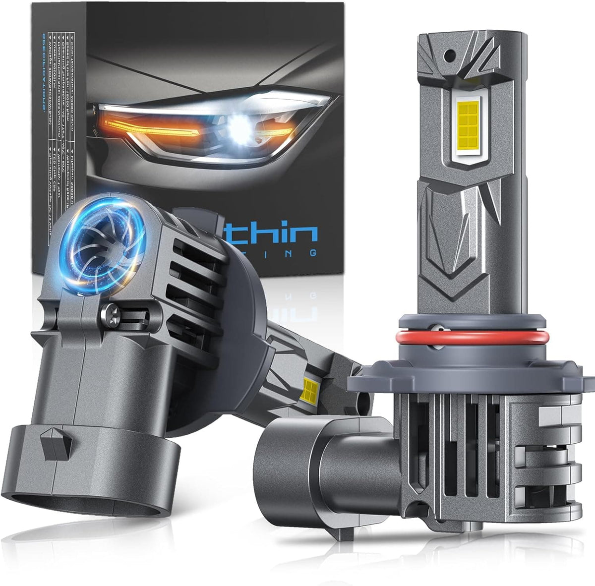 RIMTHIN 9006/HB4 LED Headlight Bulbs 6000K Cool White 30000LM Pack of 2