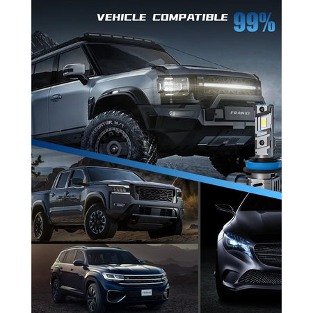 FRANXI LED Headlight Bulbs Vehicle Compatibility 99%