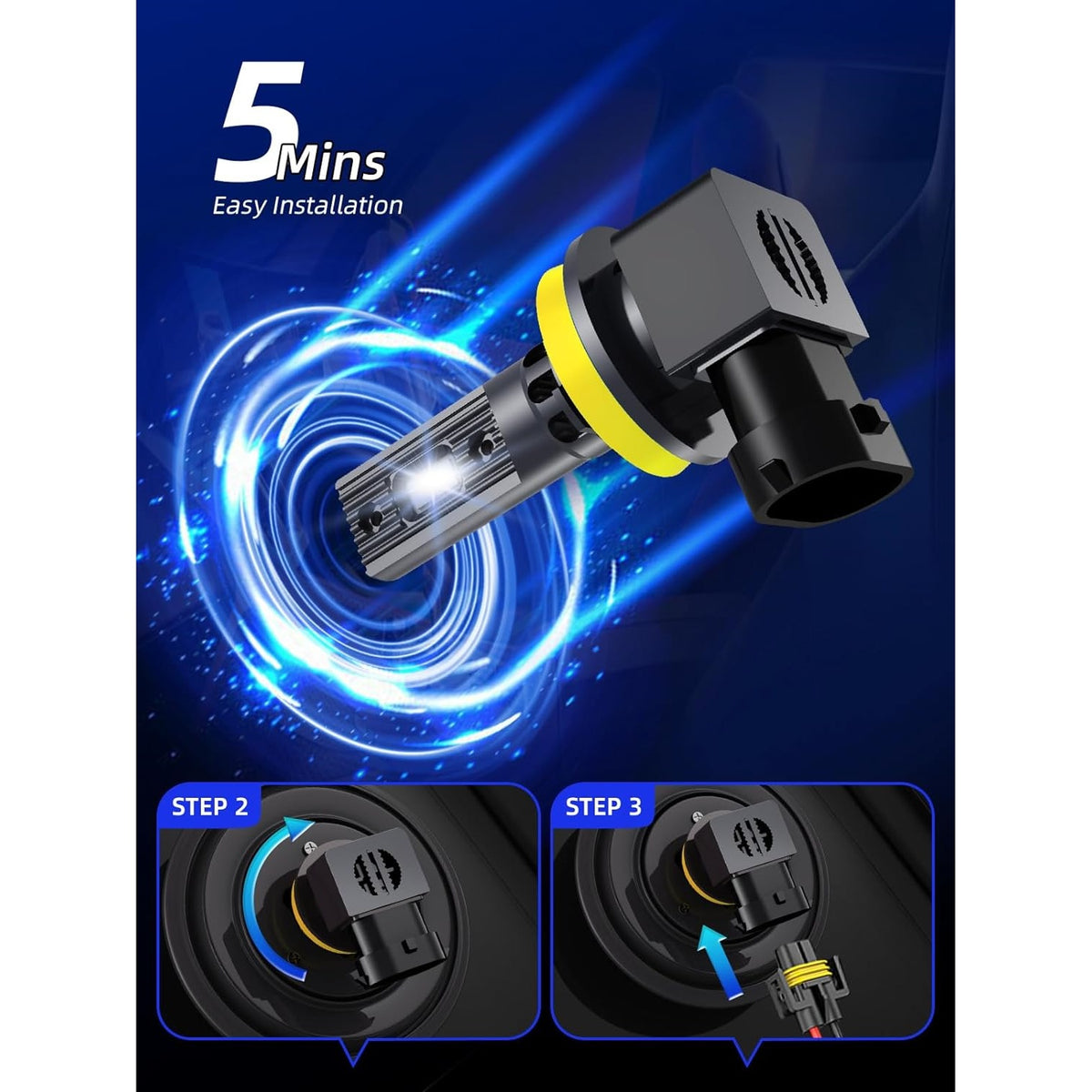RCJ H11 LED Headlight Bulb Easy Installation in 5 Minutes