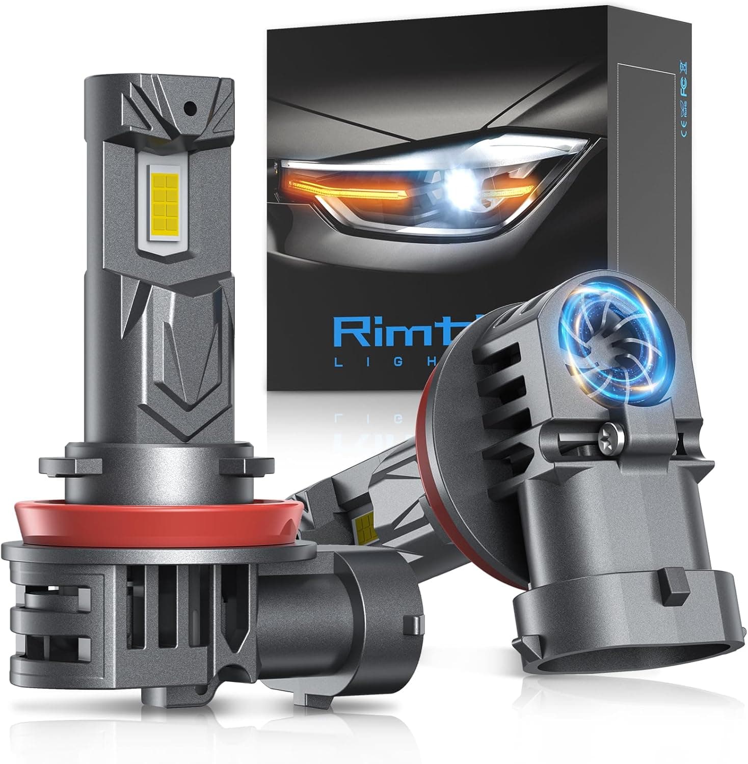 RIMTHIN H11/H9/H8 LED Headlight Bulbs 6000K Cool White Pack of 2