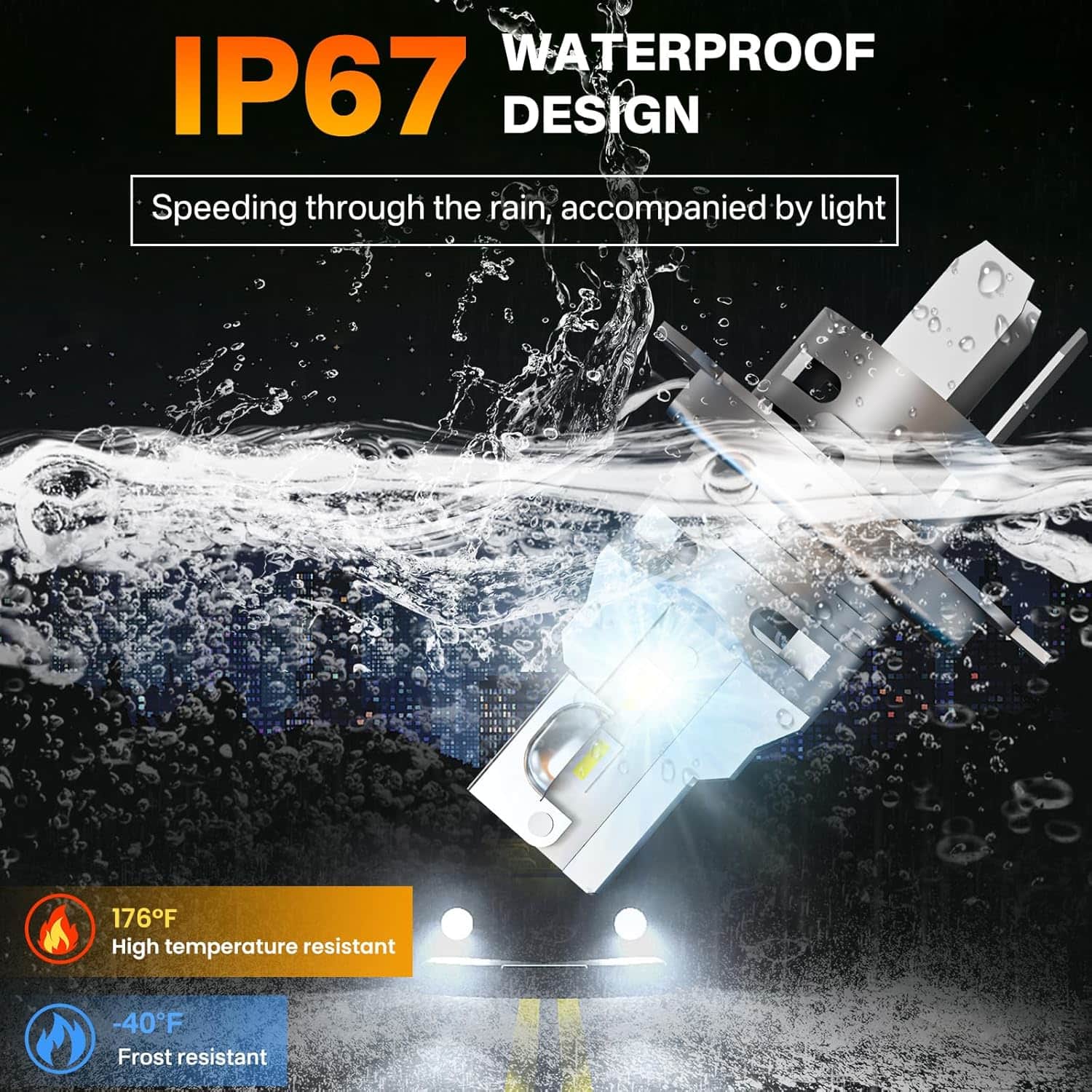 H4 LED Headlight Bulb Waterproof Design High Temperature and Frost Resistant