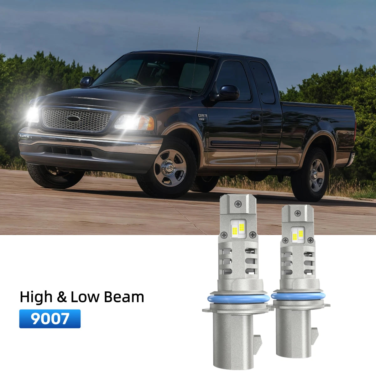 RIMTHIN 9007 LED High & Low Beam Bulbs Fit for 1999 Ford F-150