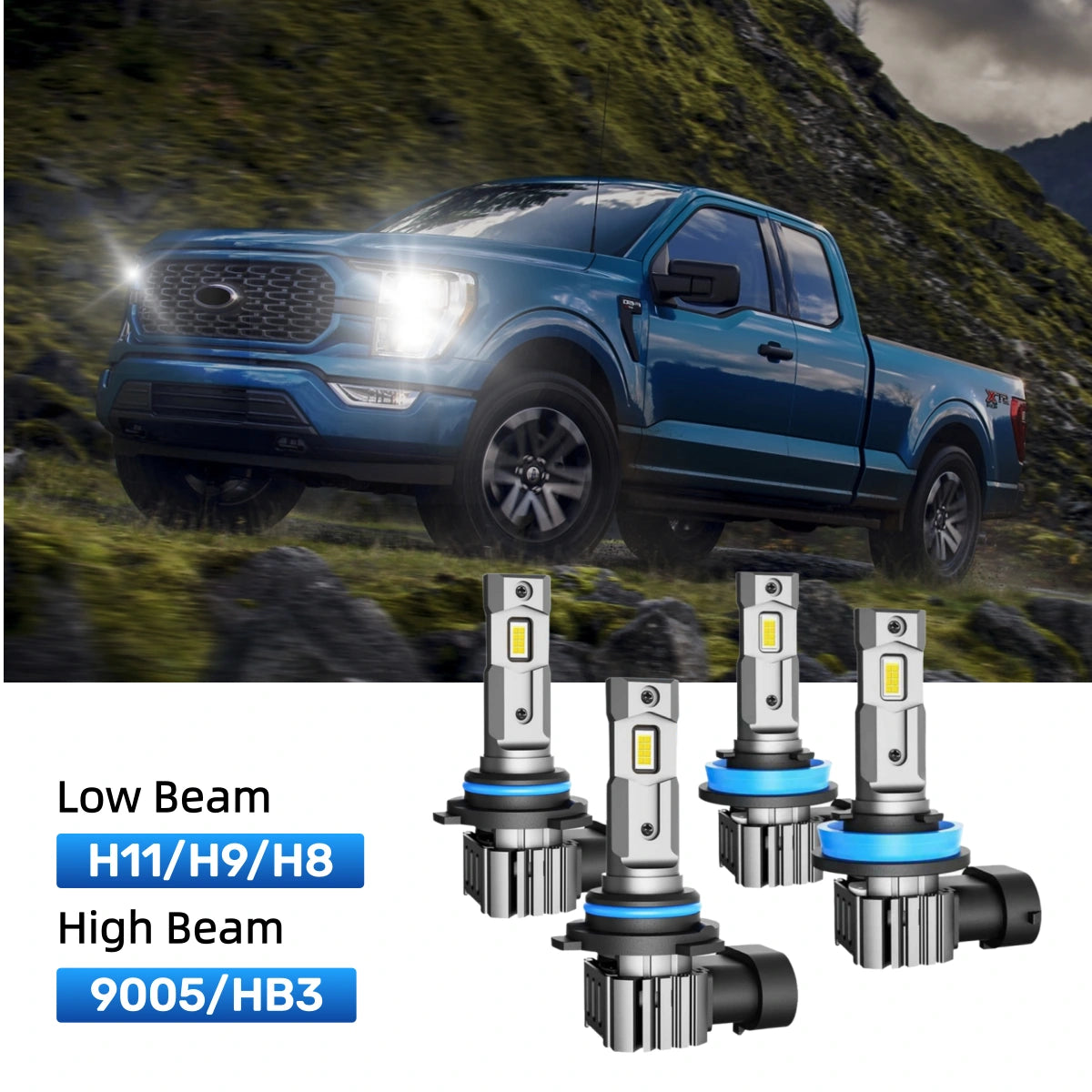 RIMTHIN H11 Low Beam and 9005 High Beam LED Bulbs Kits Fit for 2021-2023 Ford F-150