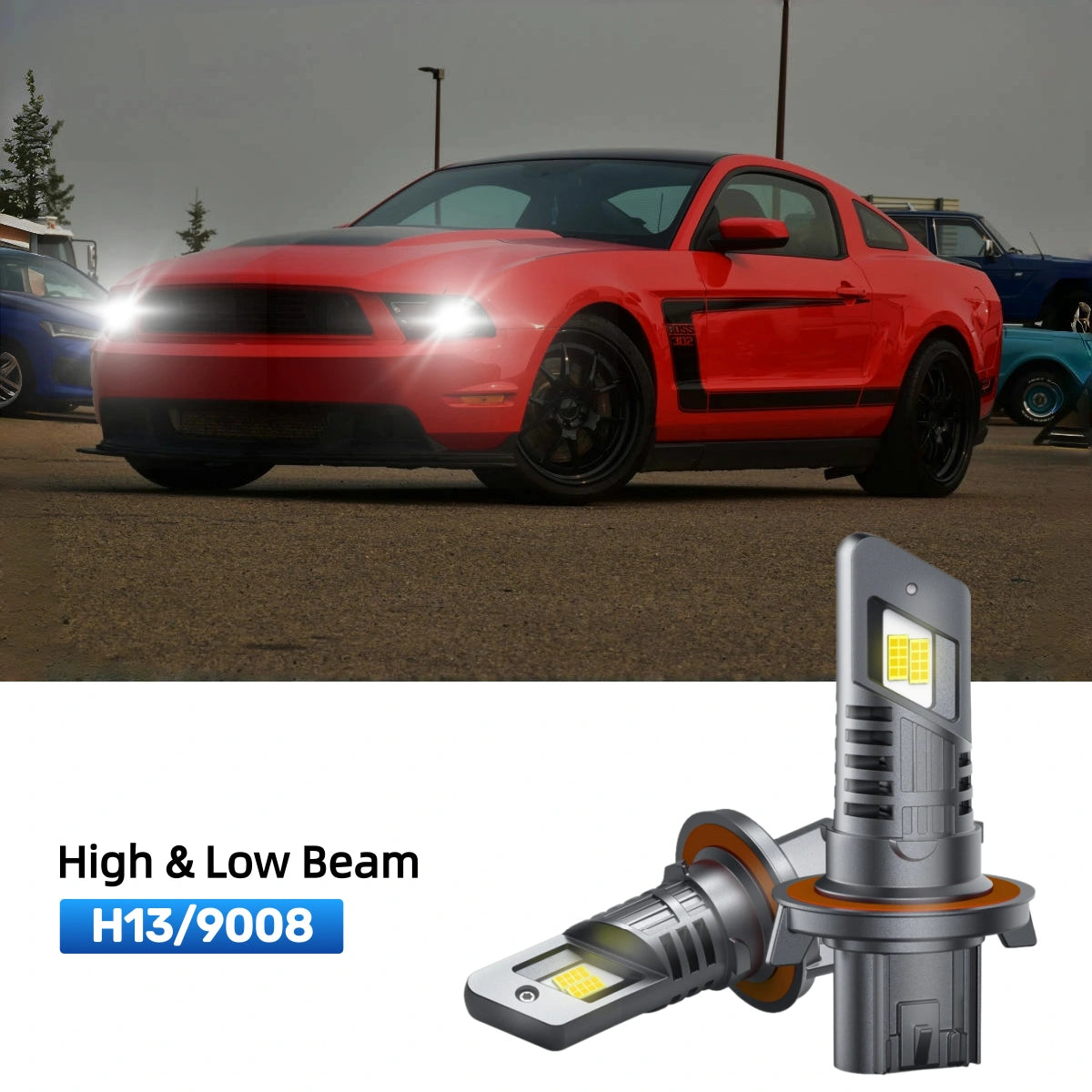 RIMTHIN H13 LED High & Low Beam Bulbs Fit for 2008-2012 Ford Mustang