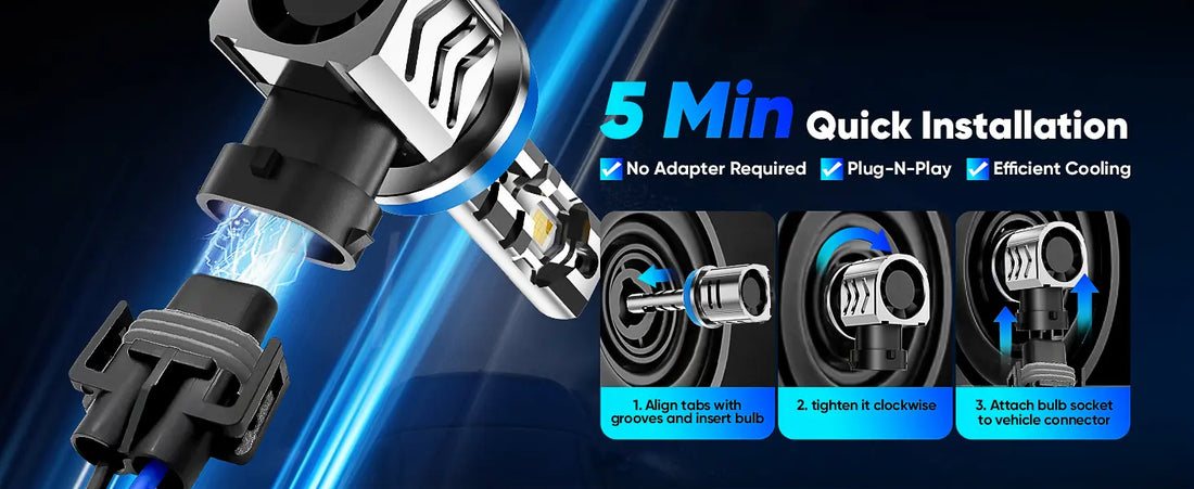 GT2 Series 9005 H11 LED Headlamp Bulbs with Easy Installation