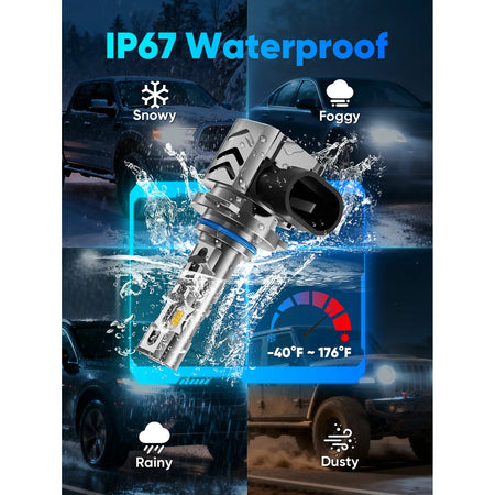 GT2 Series 9006 LED Headlight Bulbs IP67 Waterproof