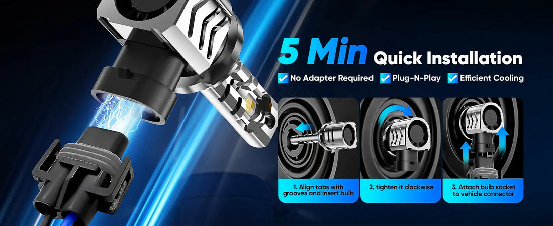GT2 Series 9006 LED Headlamp Bulbs with Easy Installation