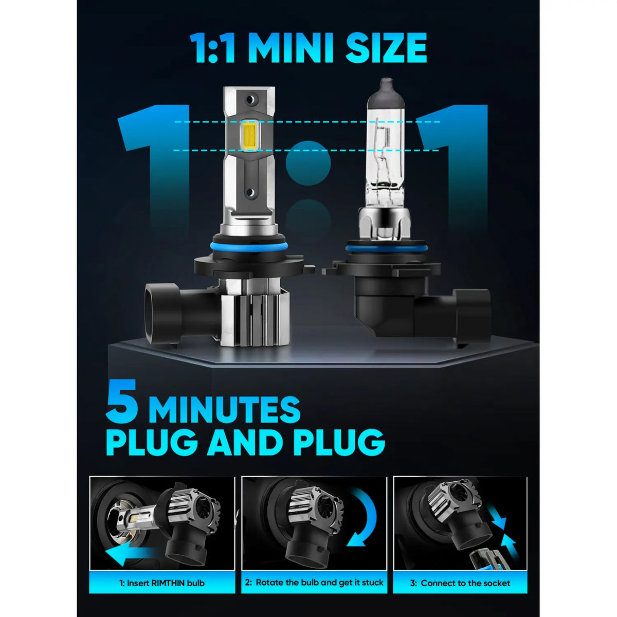 XM1 9006 LED Bulbs for Easy Installation