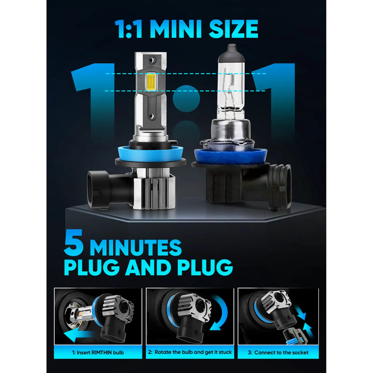 XM1 H11 LED Bulbs for Easy Installation