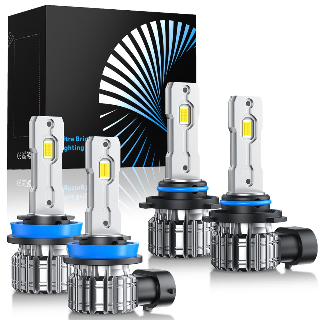 9005 + H11 Combo 200W 16000LM LED Headlight Kit – 6000K High/Low Beam, 4 Bulbs
