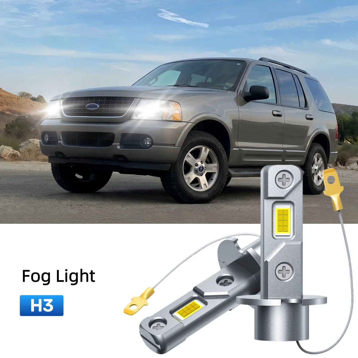 Best H3 LED fog light bulbs replacement for 1995-1998 Ford Explorer