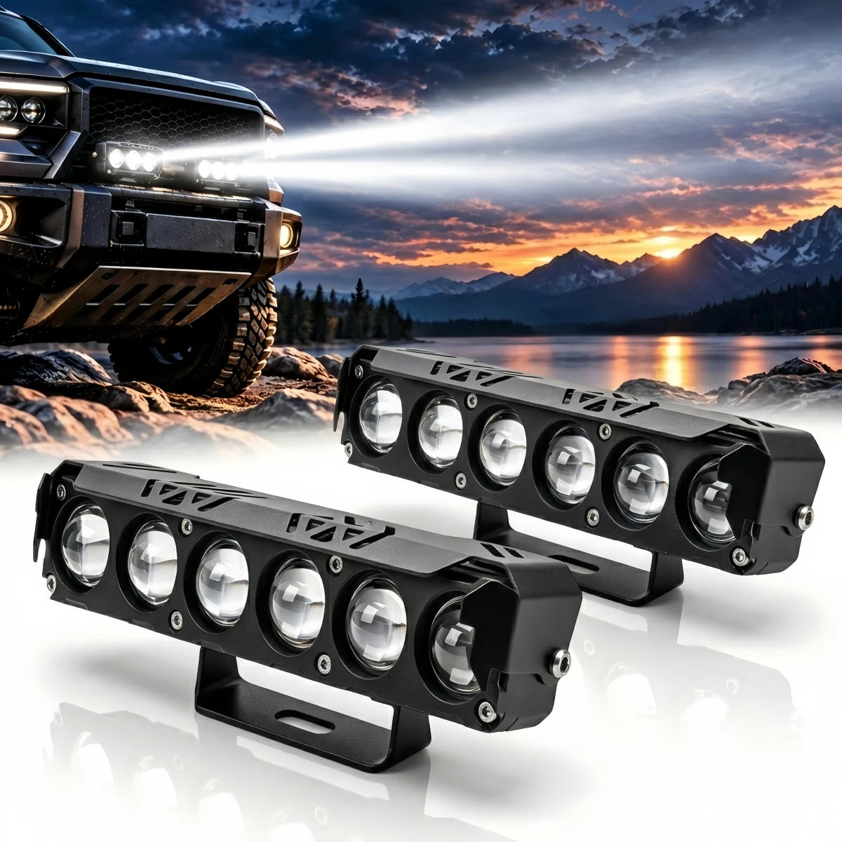 RIMTHIN 2 pack dual color LED light bars offroad spot driving lights pair