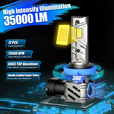 H11/H8/H9 LED Headlight Bulb 35000LM 6000K White for High Power