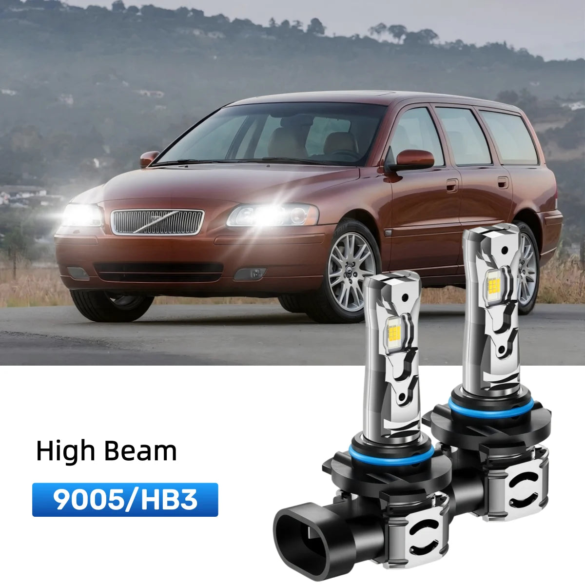 Fit for 2004 Volvo V70 H7 9005 LED Headlight Bulbs Upgrade | Brighter and Safer