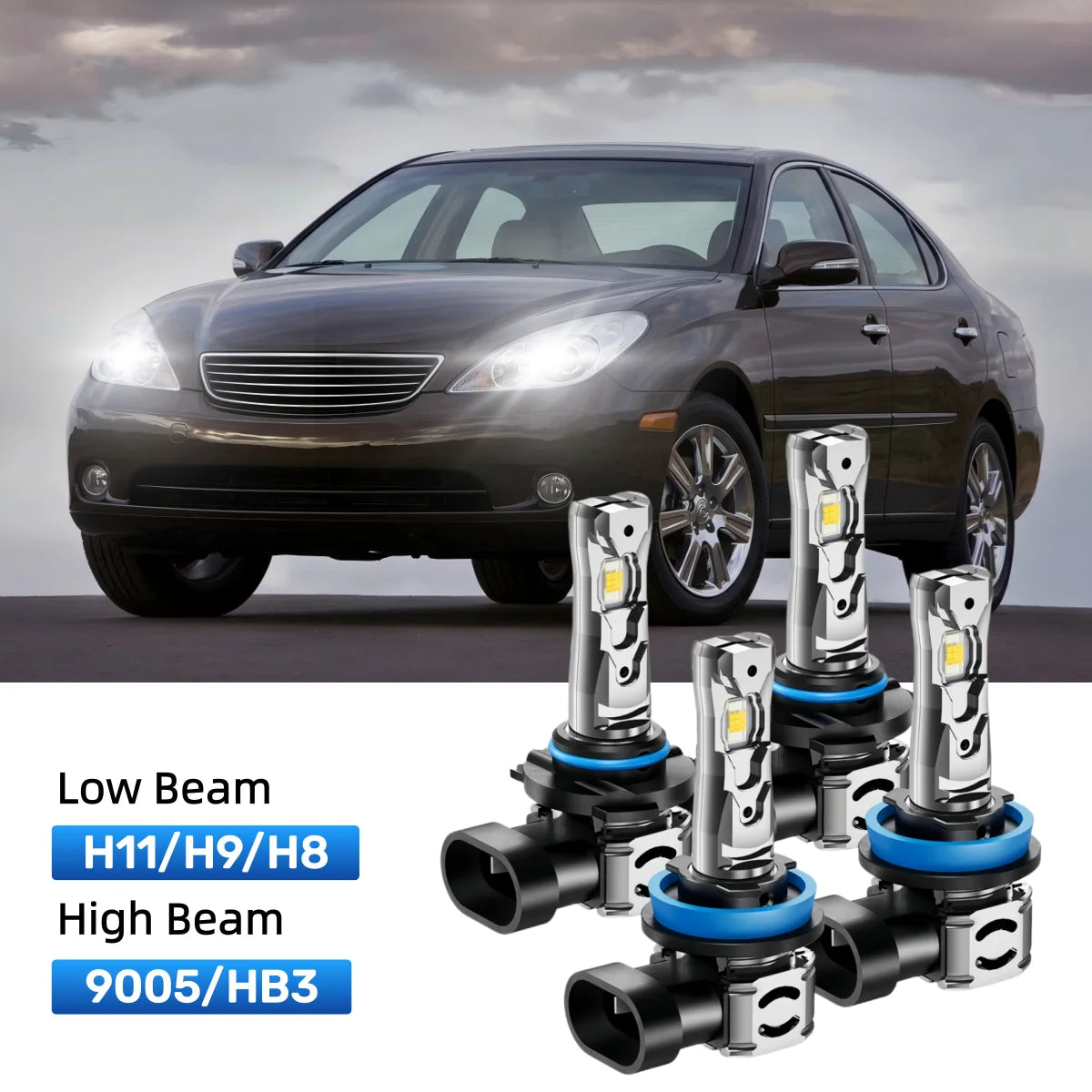 Fit for 2005-2006 Lexus ES330 H11 9005 LED Headlight Bulbs Upgrade | Brighter and Safer