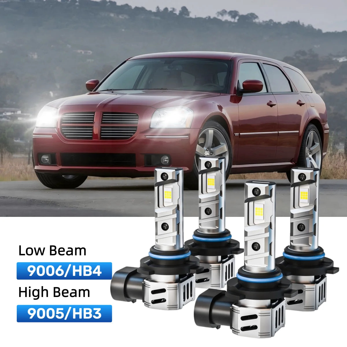Fit for 2005-2008 Dodge Magnum 9005 9006 LED Headlight Bulbs Upgrade | Brighter and Safer