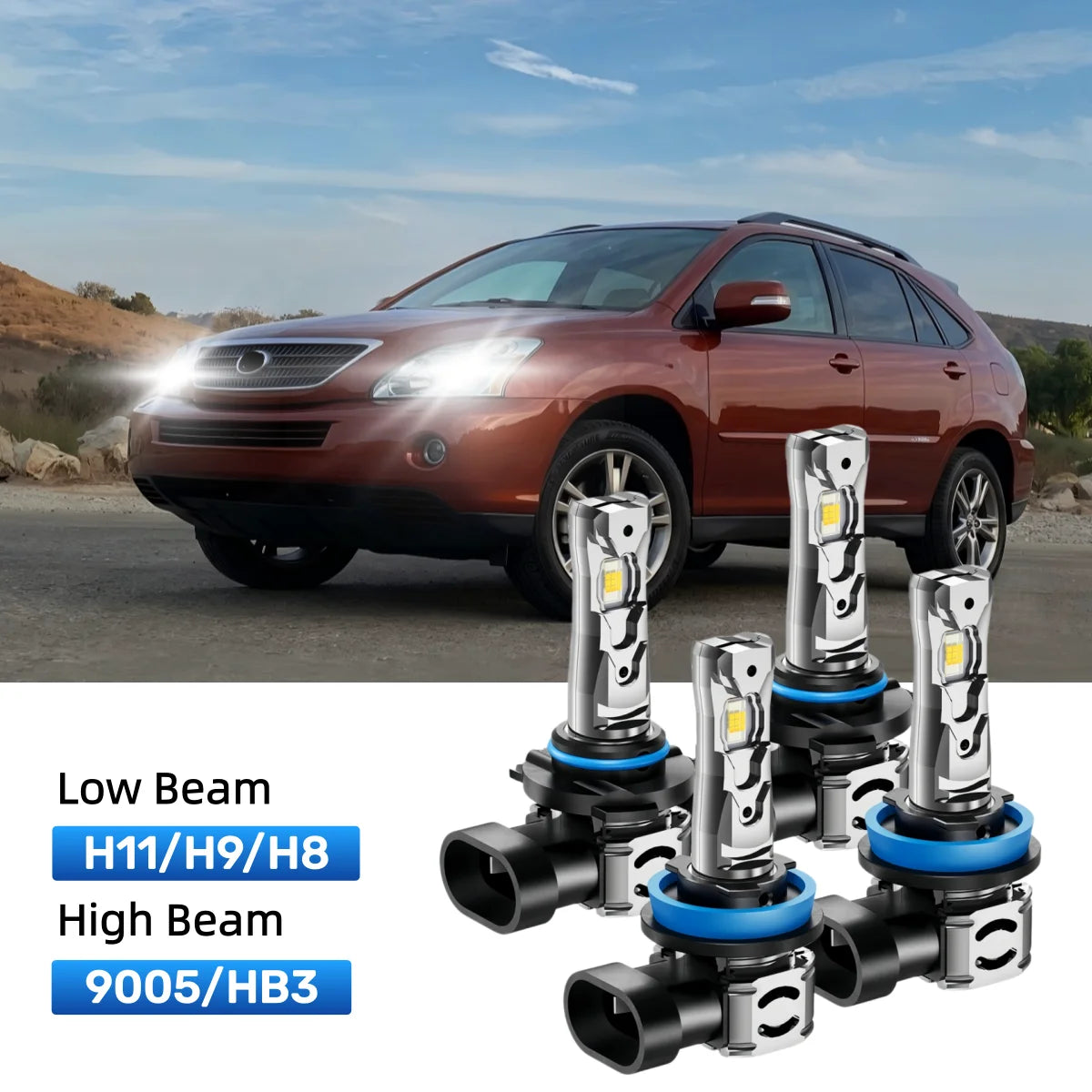 Fit for 2006-2008 Lexus RX400h H11 9005 LED Headlight Bulbs Upgrade | Brighter and Safer