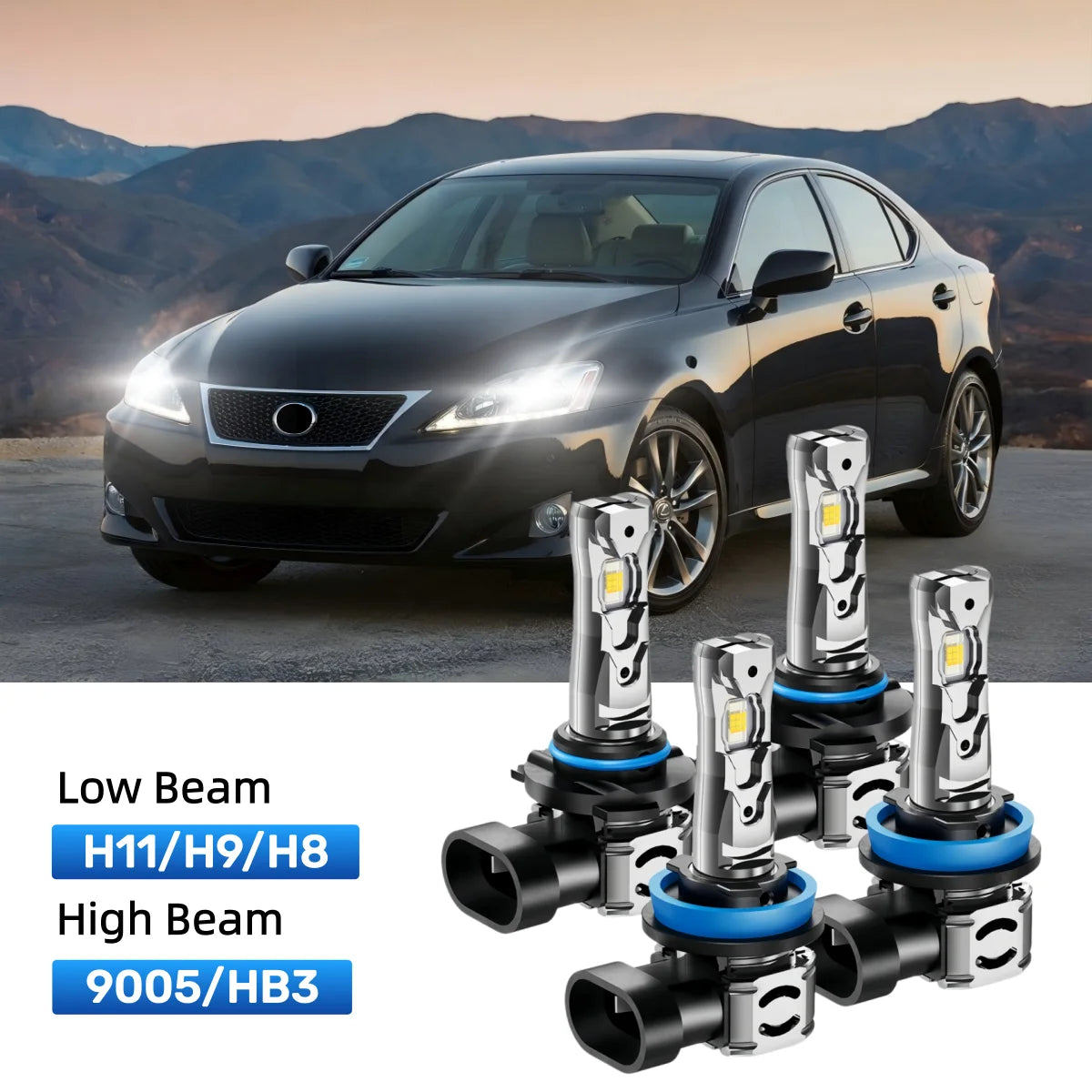 Fit for 2006-2010 Lexus IS 250 H11 9005 LED Headlight Bulbs Upgrade | Brighter and Safer