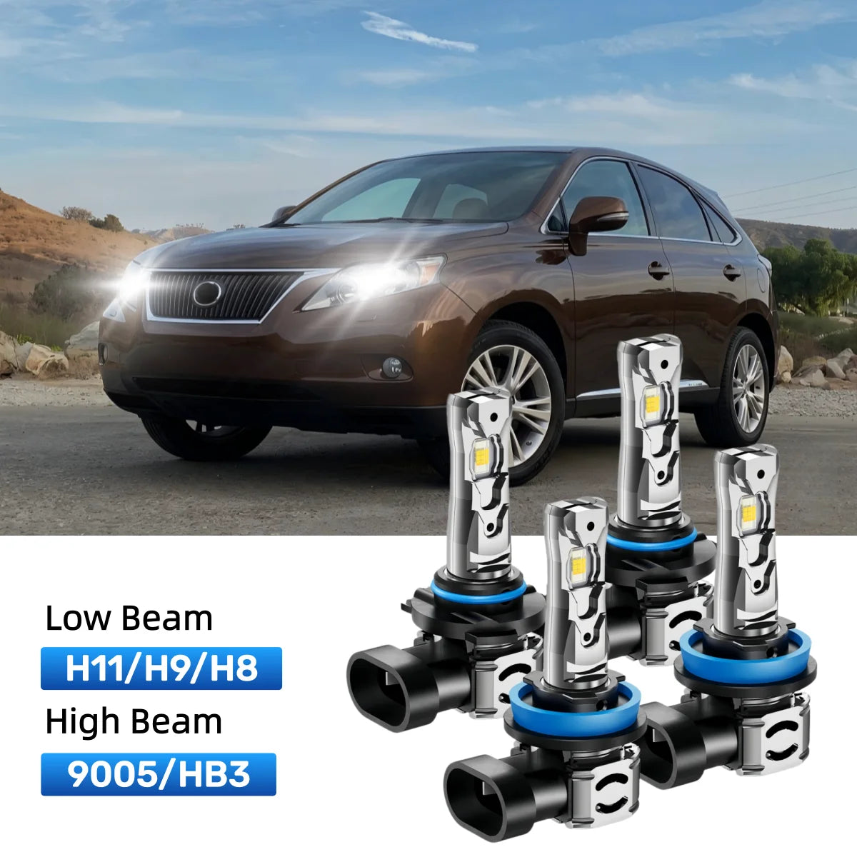 Fit for 2007-2009 Lexus RX350 H11 9005 LED Headlight Bulbs Upgrade | Brighter and Safer