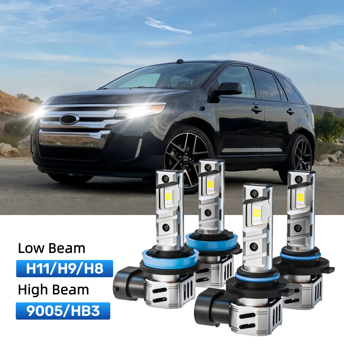 Fit for 2007-2010 Ford Edge H11 9005 LED Headlight Bulbs Upgrade | Brighter and Safer
