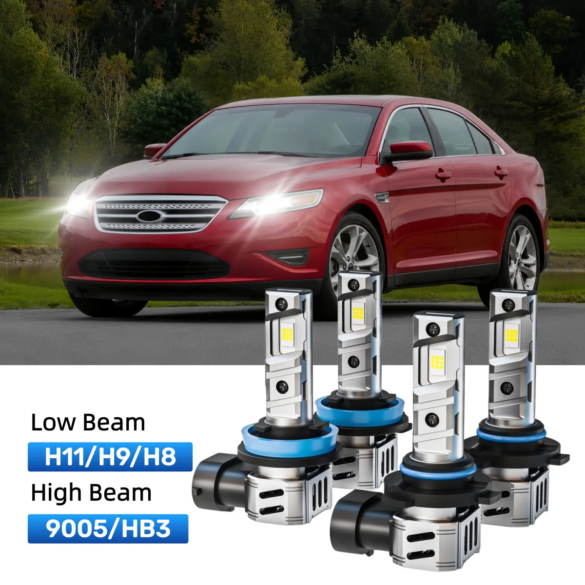 Fit for 2008-2009 Ford Taurus H11 9005 LED Headlight Bulbs Upgrade | Brighter and Safer