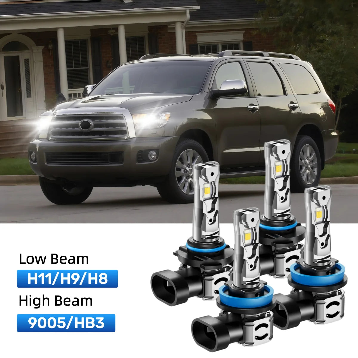 Fit for 2008-2017 Toyota Sequoia H11 9005 LED Headlight Bulbs Upgrade | Brighter and Safer