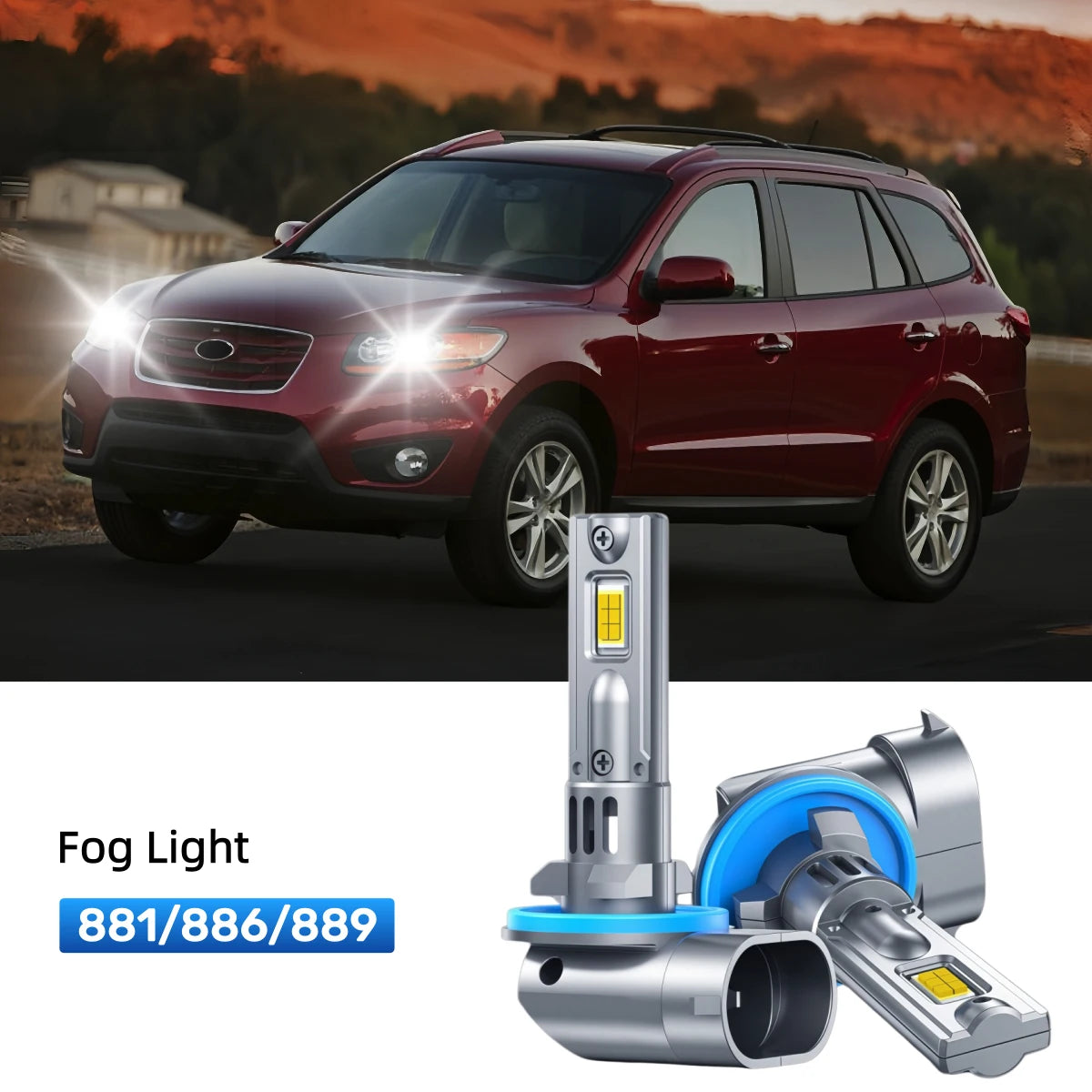 Best 881 LED fog light bulbs replacement for 2010-2012 Hyundai Santa Fe