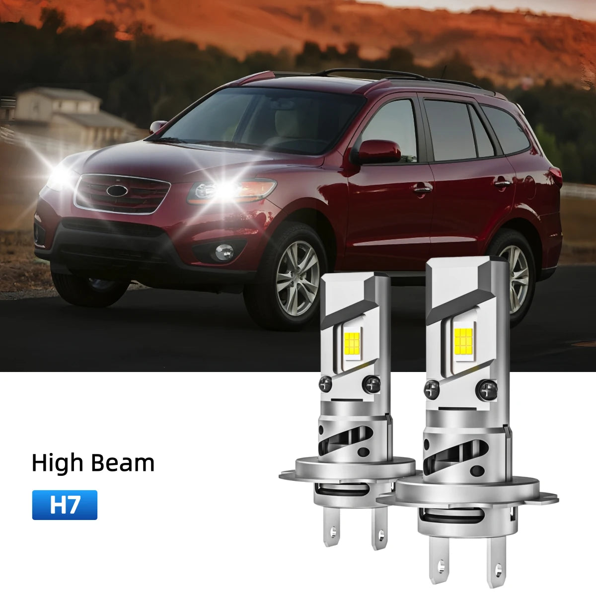 Best H7 LED high beam bulbs replacement for 2010-2012 Hyundai Santa Fe