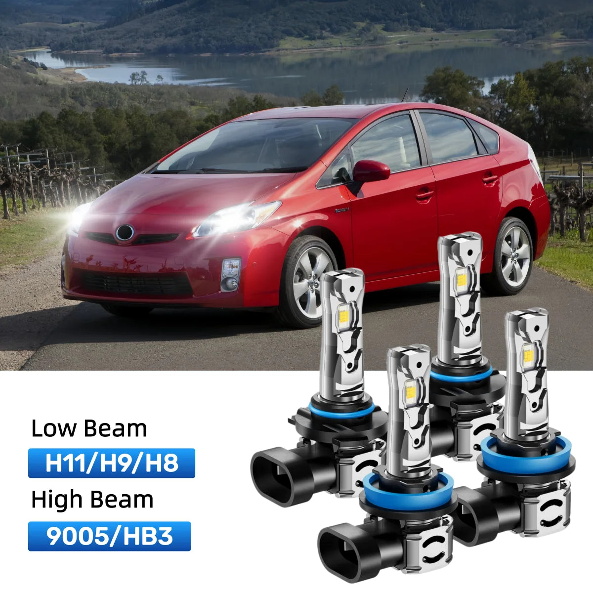 Fit for 2010-2012 Toyota Prius H11 9005 LED Headlight Bulbs Upgrade | Brighter and Safer