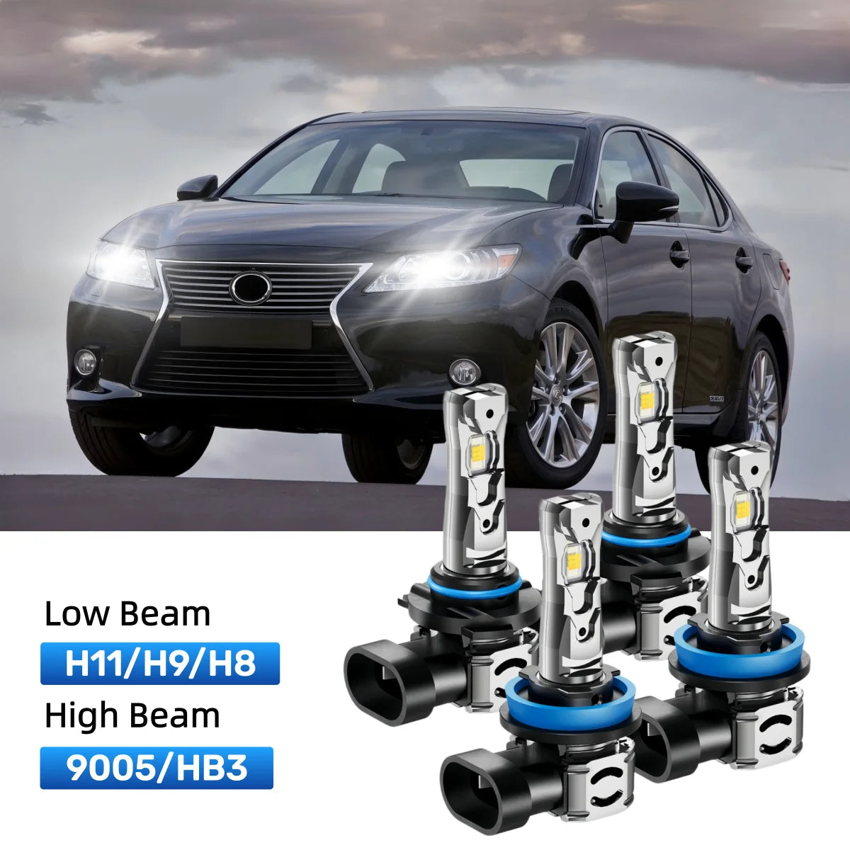 Fit for 2010-2012 Lexus ES350 H11 9005 LED Headlight Bulbs Upgrade | Brighter and Safer