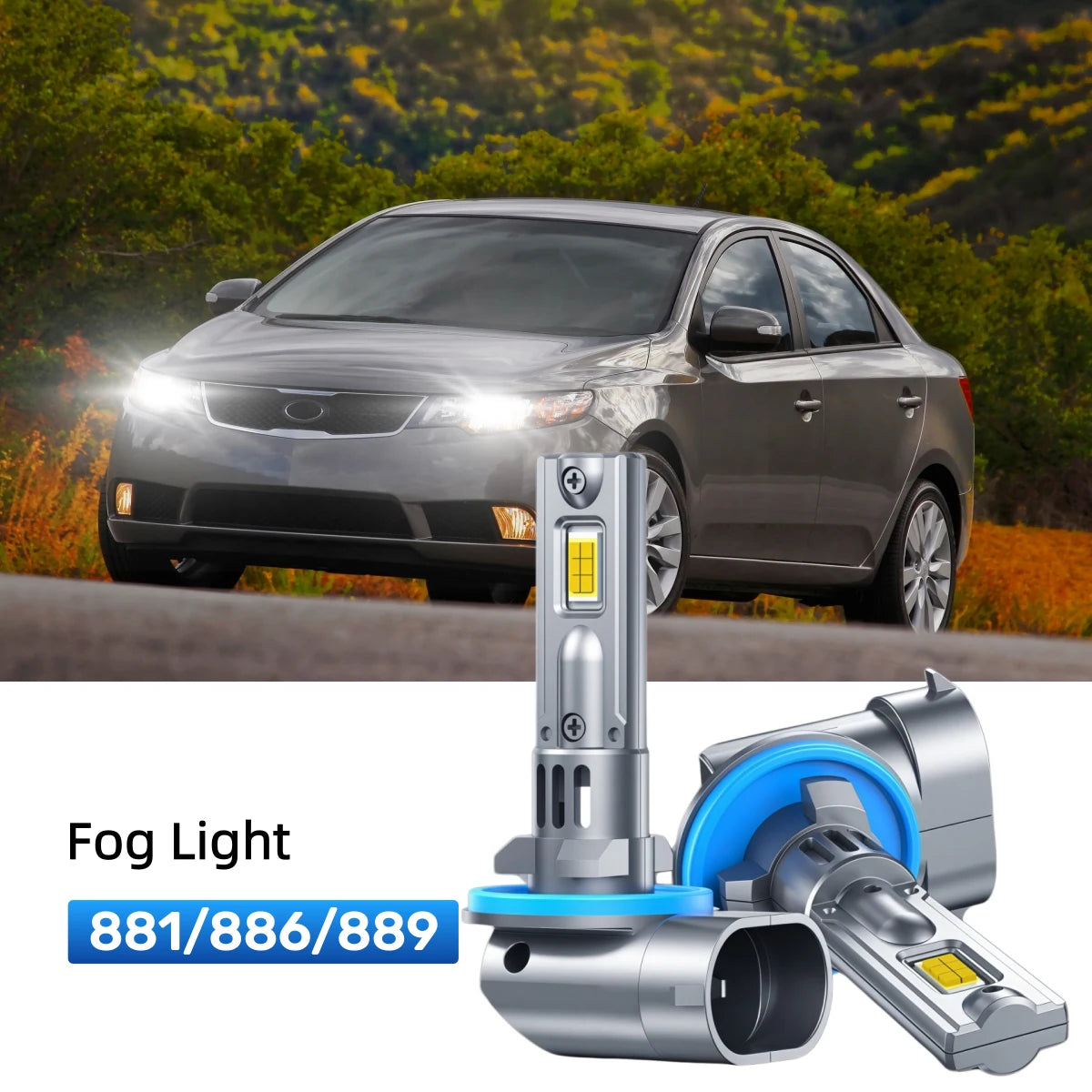 Best 881 LED fog light bulbs replacement for 2010-2013 Kia Forte