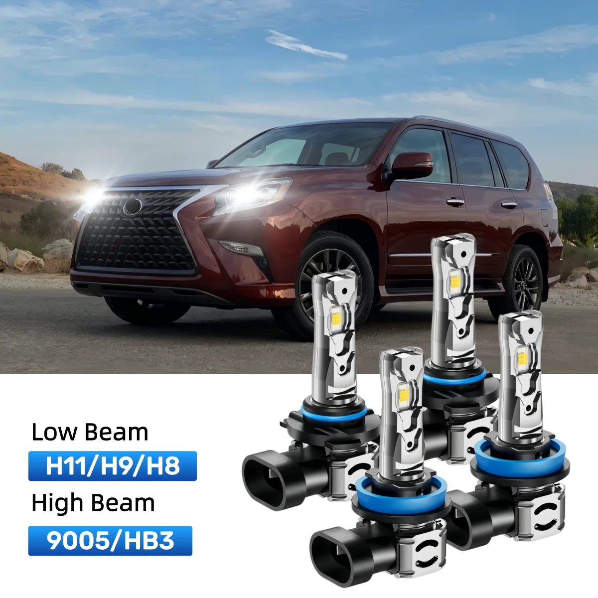 Fit for 2010-2013 Lexus GX460 H11 9005 LED Headlight Bulbs Upgrade | Brighter and Safer