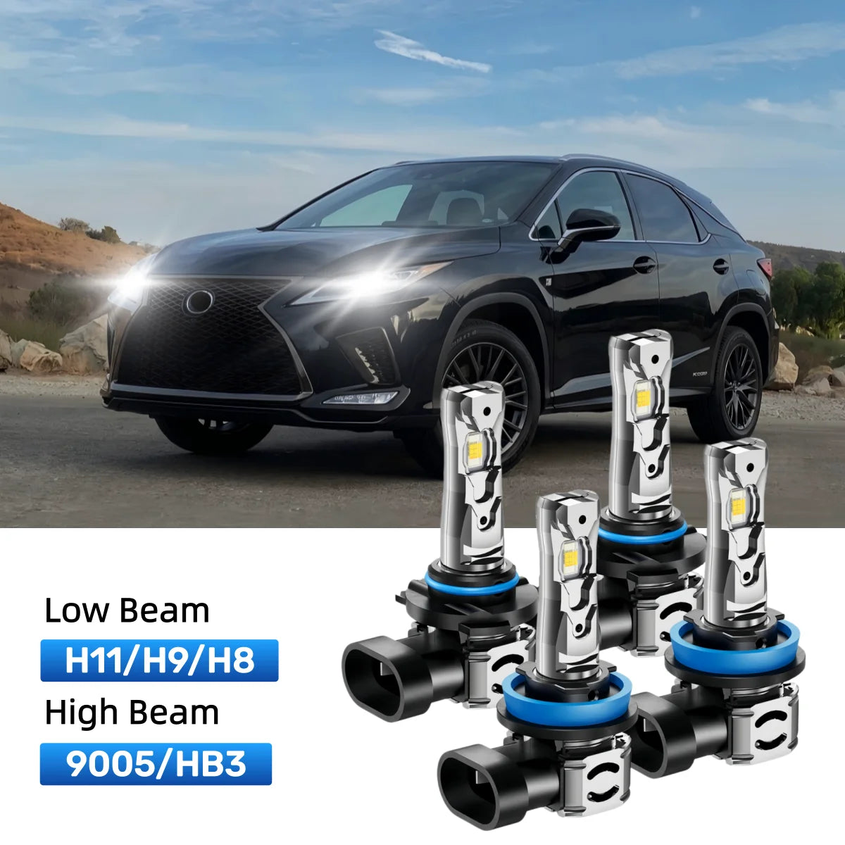 Fit for 2010-2015 Lexus RX350 H11 9005 LED Headlight Bulbs Upgrade | Brighter and Safer