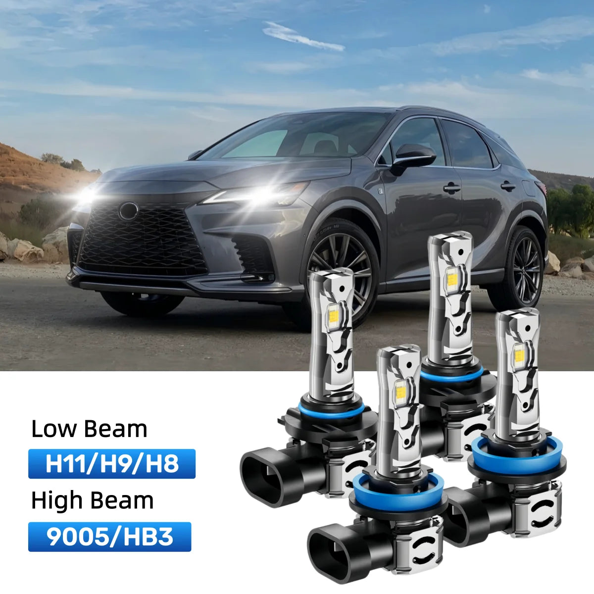 Fit for 2010-2015 Lexus RX450h H11 9005 LED Headlight Bulbs Upgrade | Brighter and Safer
