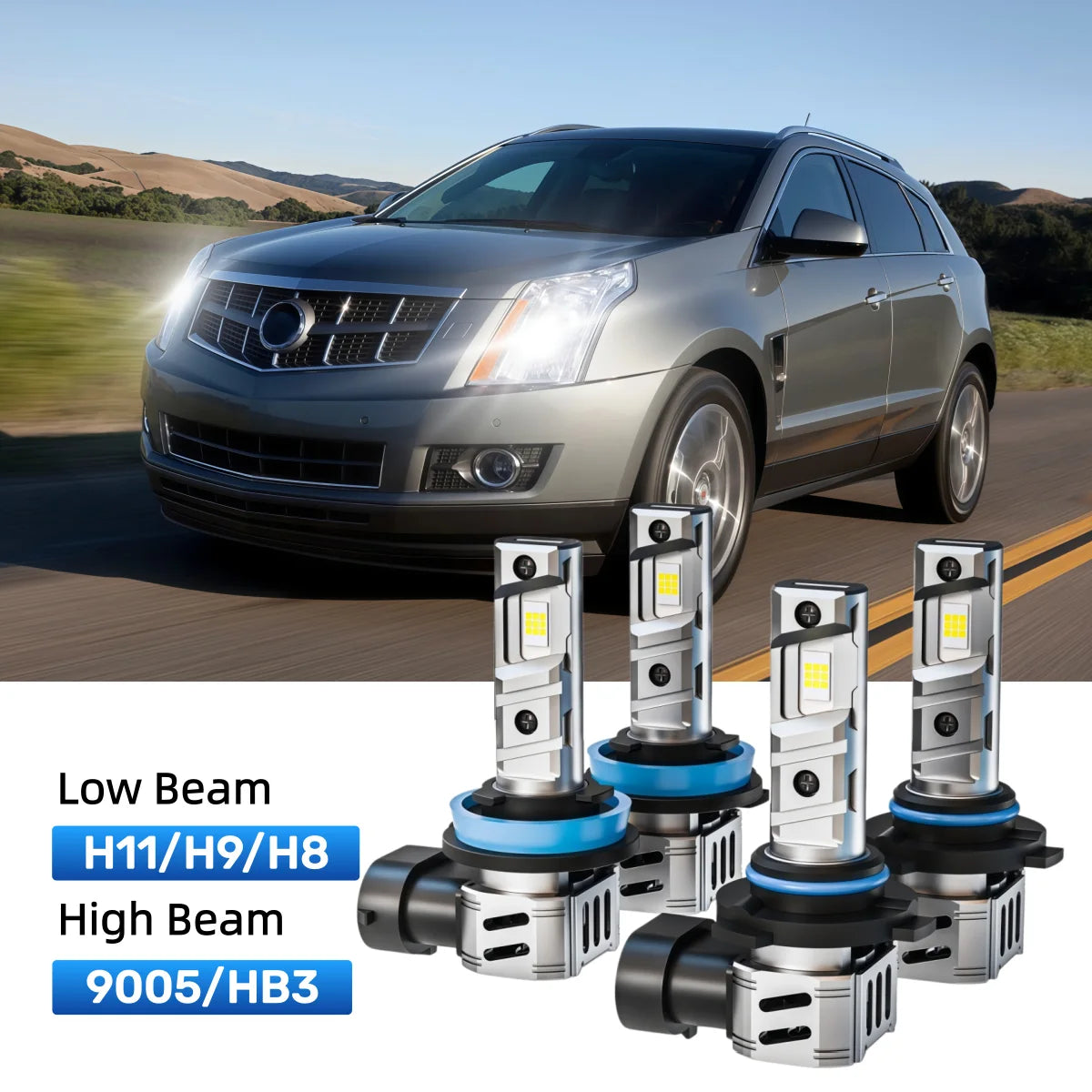 Fit for 2010-2016 Cadillac SRX H11 9005 LED Headlight Bulbs Upgrade | Brighter and Safer