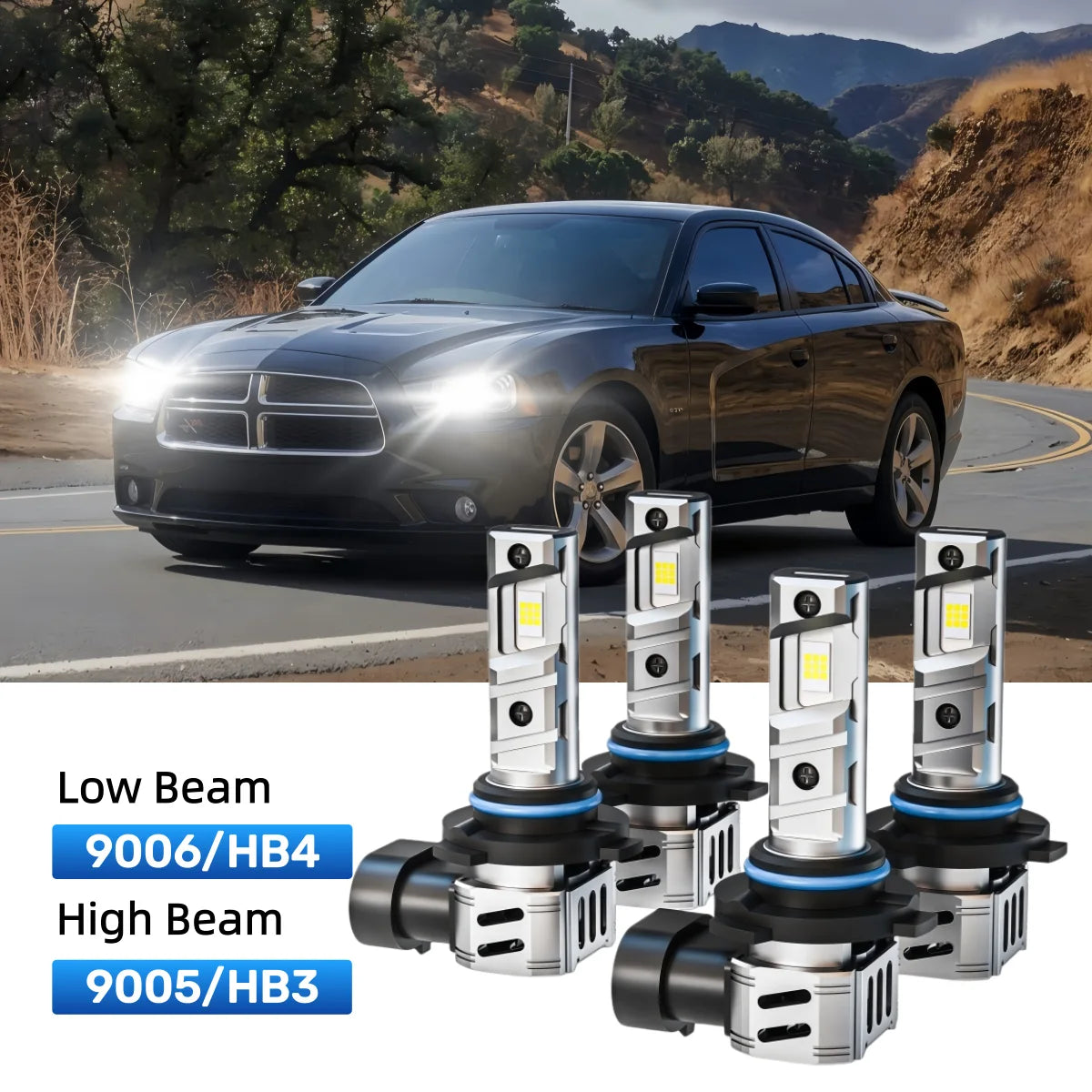Fit for 2010 Dodge Charger 9005 9006 LED Headlight Bulbs Upgrade | Brighter and Safer