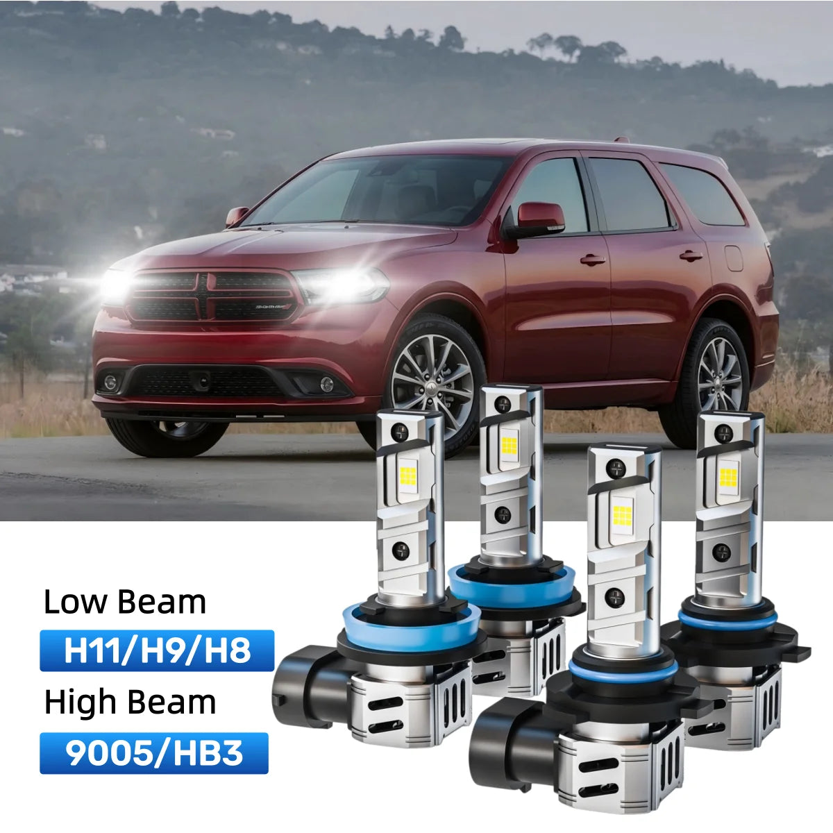 Fit for 2011-2013 Dodge Durango H11 9005 LED Headlight Bulbs Upgrade | Brighter and Safer