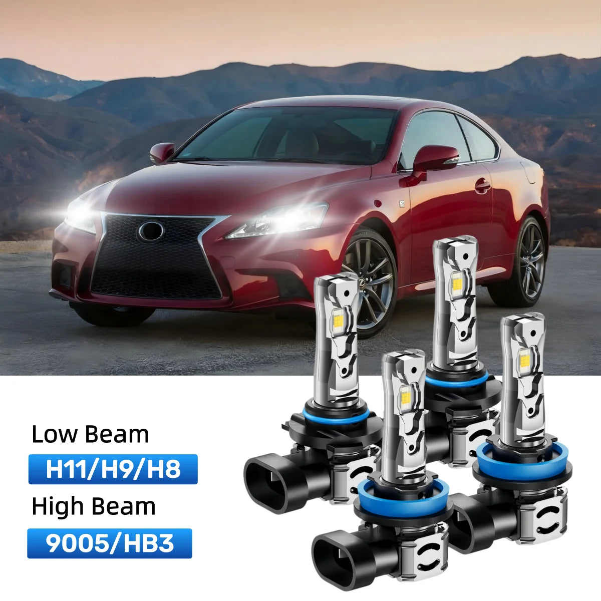 Fit for 2011-2013 Lexus IS 250 H11 9005 LED Headlight Bulbs Upgrade | Brighter and Safer