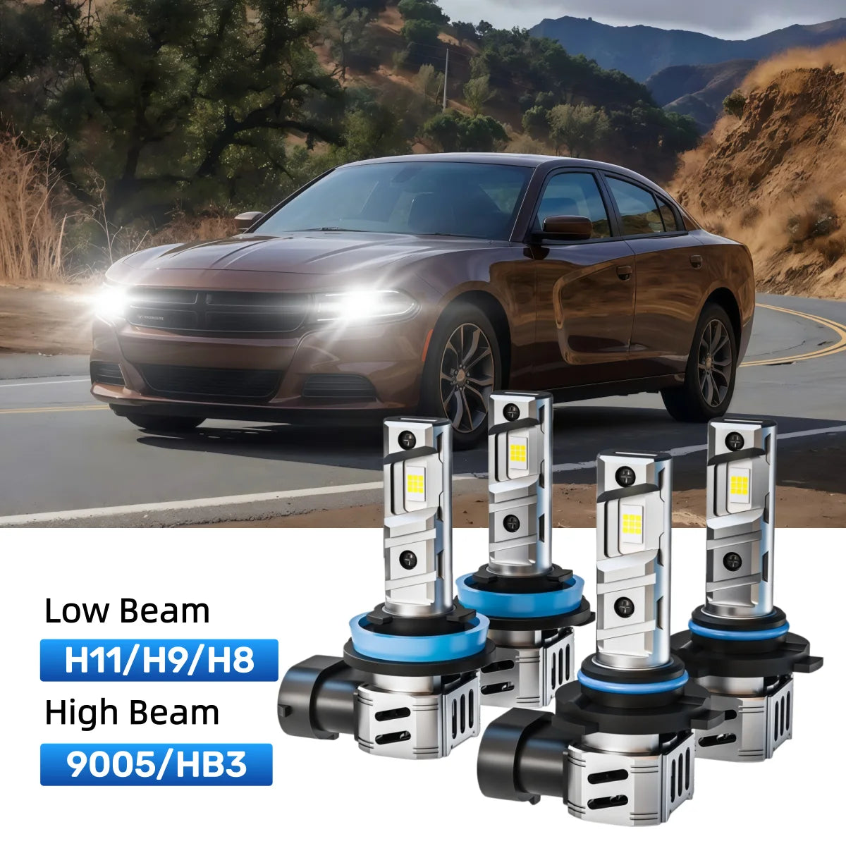 Fit for 2011-2014 Dodge Charger H11 9005 LED Headlight Bulbs Upgrade | Brighter and Safer