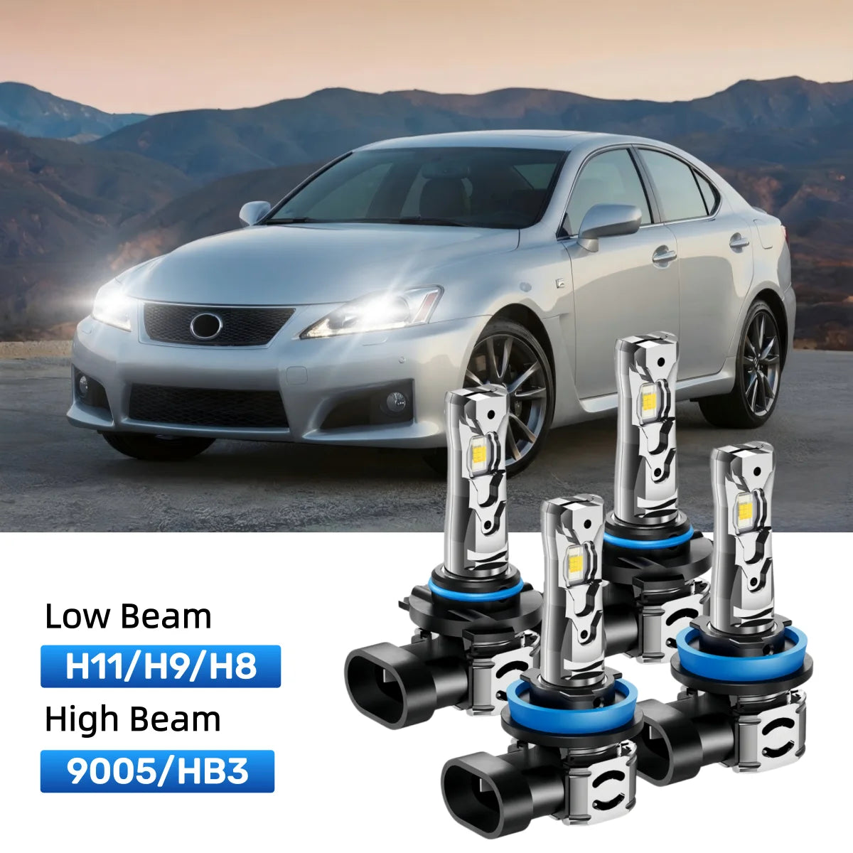 Fit for 2011 Lexus IS 350 9005 H11 LED Headlight Bulbs Upgrade | Brighter and Safer