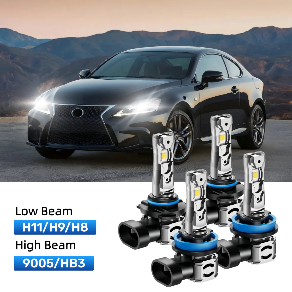 Fit for 2012-2013 Lexus IS 350 H11 9005 LED Headlight Bulbs Upgrade | Brighter and Safer