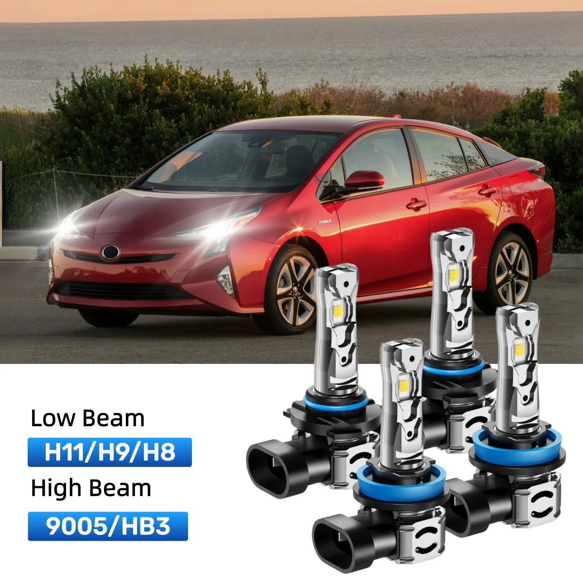 Fit for 2013-2014 Toyota Prius H11 9005 LED Headlight Bulbs Upgrade | Brighter and Safer