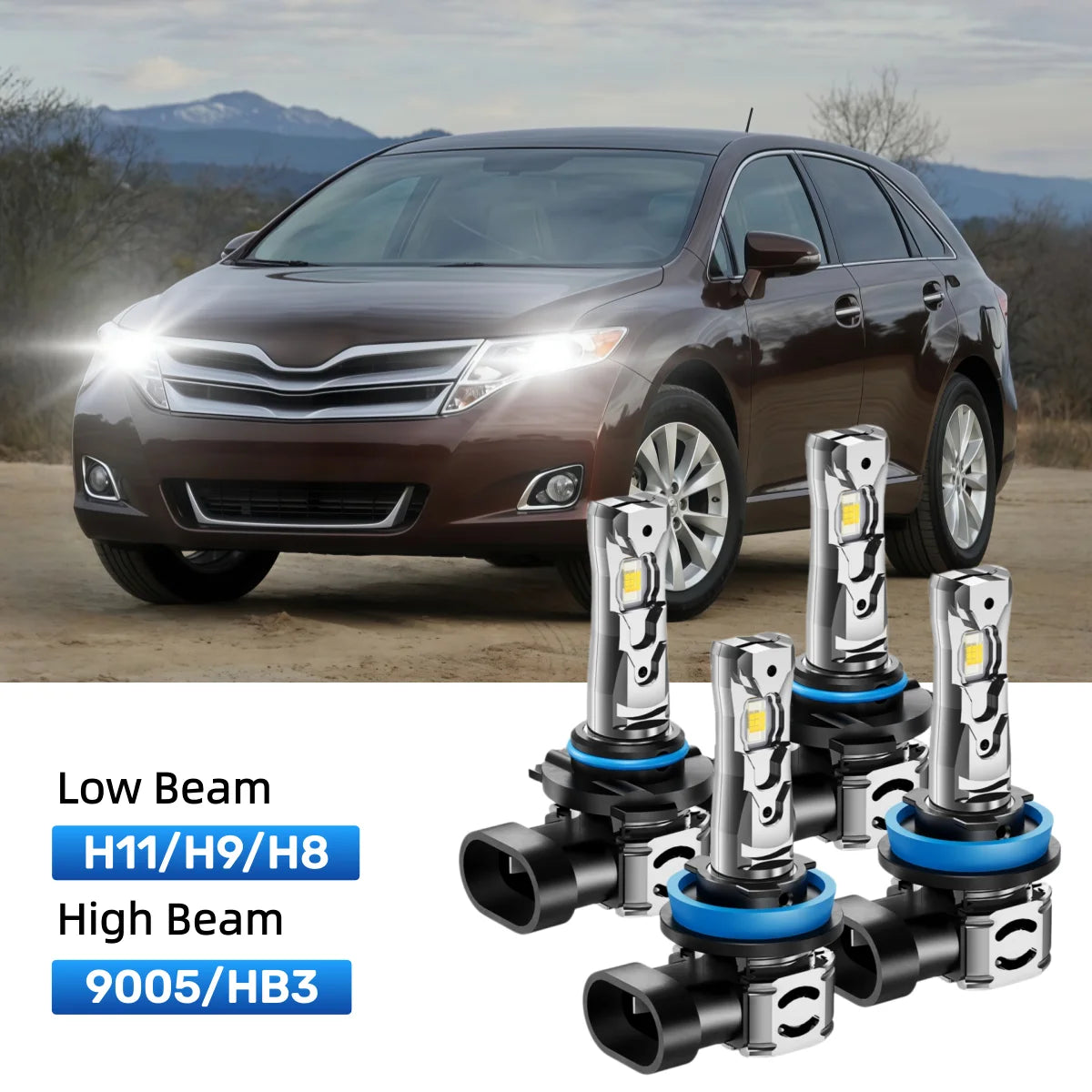 Fit for 2013-2015 Toyota Venza H11 9005 LED Headlight Bulbs Upgrade | Brighter and Safer