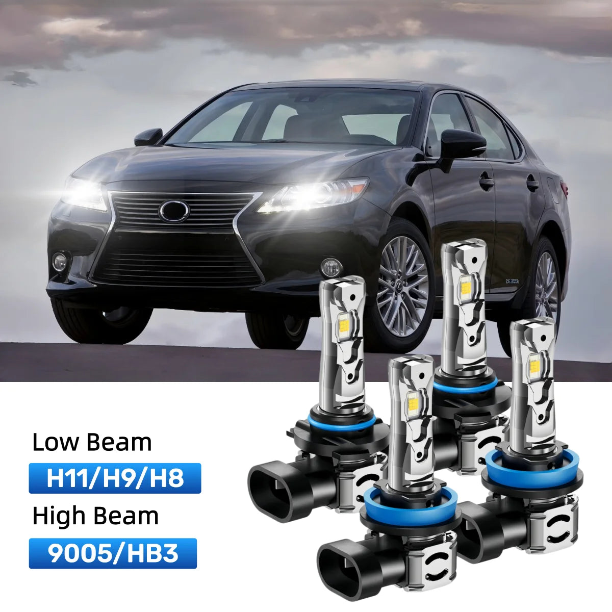 Fit for 2013-2015 Lexus ES300h H11 9005 LED Headlight Bulbs Upgrade | Brighter and Safer
